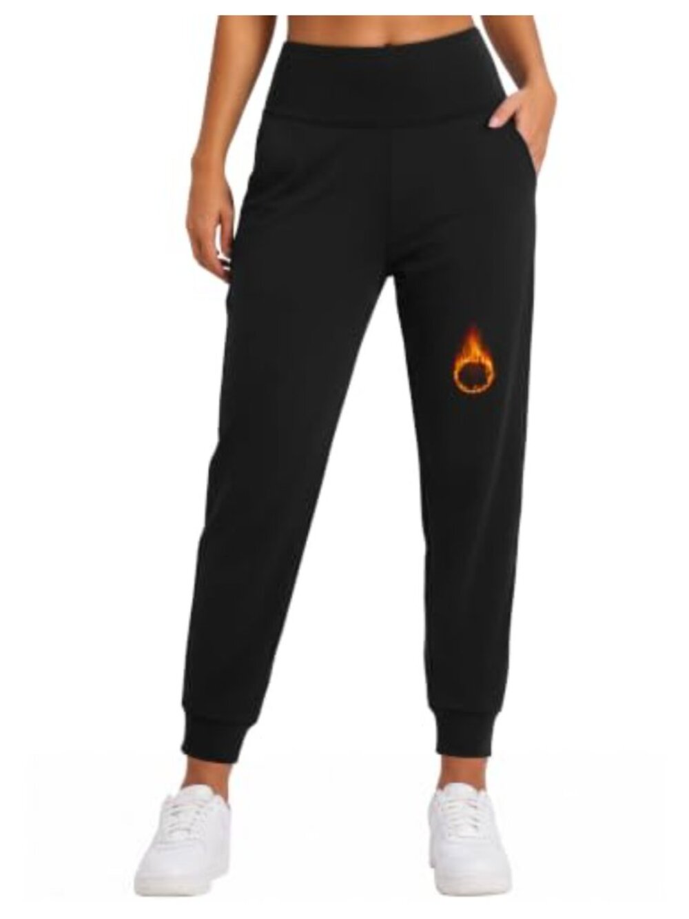 Fleece Lined Joggers with Pockets Hiking Pants High Waist
